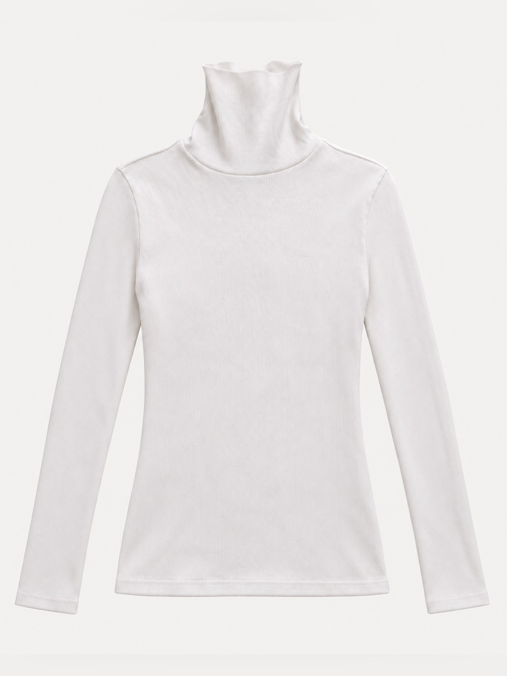 Theory Naneik LS White Compact Rib Turtleneck Long Sleeve Top Size M